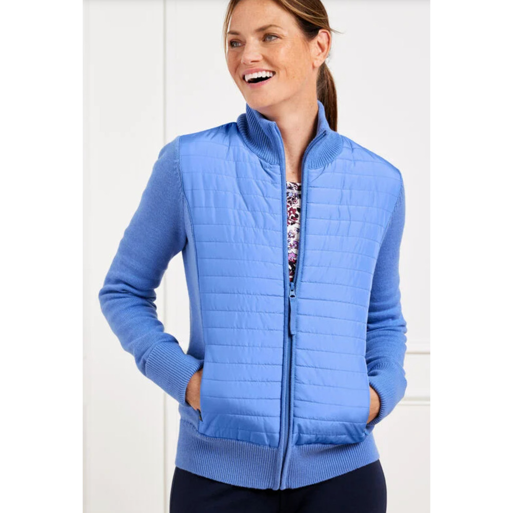 NWT T BY TALBOTS PORCELAIN BLUE COOLMAX QUILTED SWEATER JACKET PLUS SIZE X